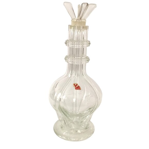 VTG Mid Century Modern Czechoslovakian Glass Decanter Barware Original Stoppers - Picture 2 of 9